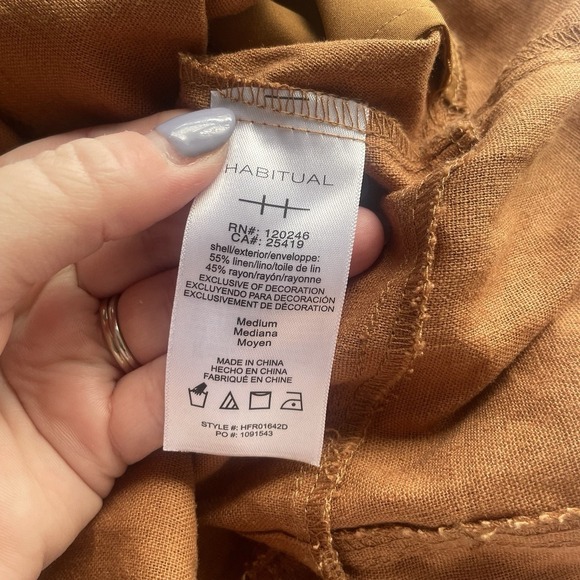 Habitual Womens Romper Size Medium M Linen Blend Boho Festival Brown NWT - Picture 8 of 11